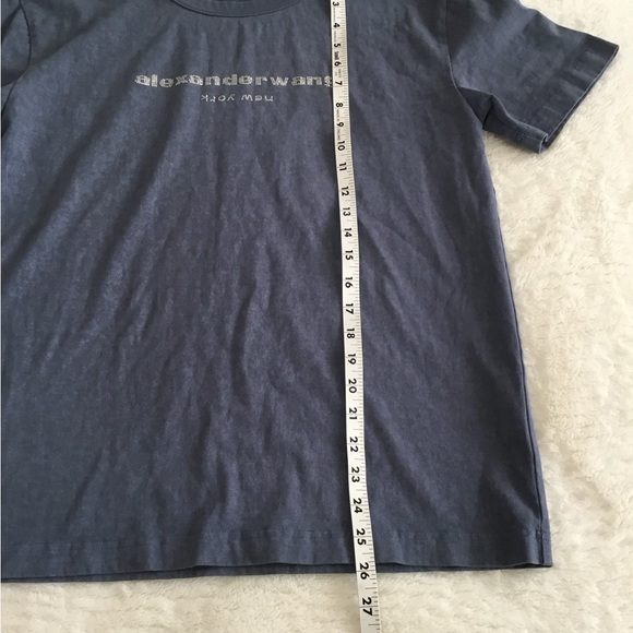 Alexander Wang Embellished denim color Logo Short Sleeve T-Shirt size small - Picture 7 of 10
